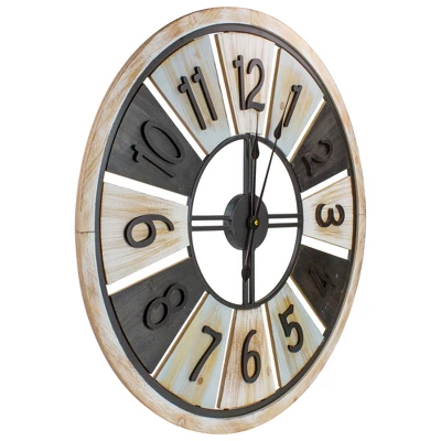 Northlight 28" Multi-Tonal Whitewashed Round Wall Clock 4 Northlight 28" Multi-Tonal Whitewashed Round Wall Clock - Image 2