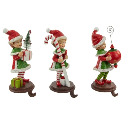 Northlight Standing Christmas Elves Stocking Holders - 8.5" - Set Of 3 4 Northlight Standing Christmas Elves Stocking Holders - 8.5" - Set Of 3 - Image 2