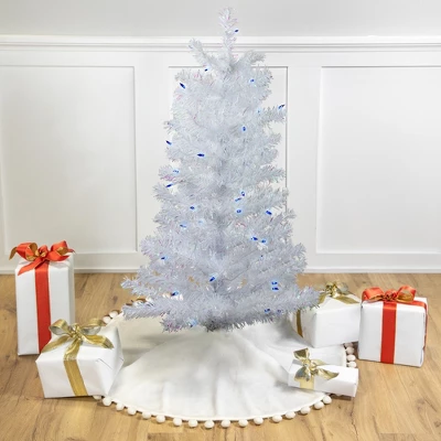 Northlight 3' Pre-Lit White Medium Pine Artificial Christmas Tree - Blue Lights 3 Northlight 3' Pre-Lit White Medium Pine Artificial Christmas Tree - Blue Lights