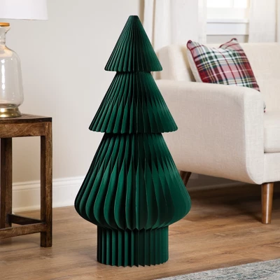 Northlight Accordion Honeycomb Foldable Paper Christmas Tree - 3' - Dark Green 3 Northlight Accordion Honeycomb Foldable Paper Christmas Tree - 3' - Dark Green