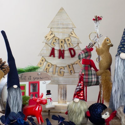 Northlight Wooden Tree "Merry And Bright" Christmas Decoration - 23" - Gold And Red 3 Northlight Wooden Tree "Merry And Bright" Christmas Decoration - 23" - Gold And Red