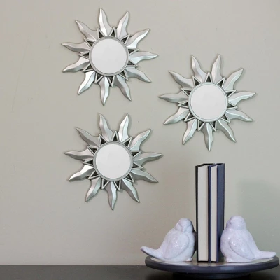 Northlight Set Of 3 Mayan Sunburst Matte Silver Round Mirrors 9.5" 5 Northlight Set Of 3 Mayan Sunburst Matte Silver Round Mirrors 9.5" - Image 3