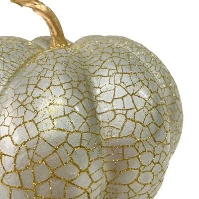 Northlight 9" Champagne Gold Crackled Fall Harvest Pumpkin Decoration 4 Northlight 9" Champagne Gold Crackled Fall Harvest Pumpkin Decoration - Image 2