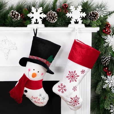 Northlight Embroidered "Let It Snow" Snowman Christmas Stocking - 19" 3 Northlight Embroidered "Let It Snow" Snowman Christmas Stocking - 19"