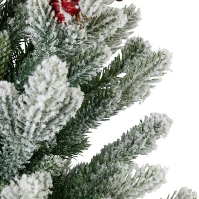 Northlight Real Touch™️ Potted Flocked Mini Fir Pine Artificial Christmas Tree - 25" - Unlit 6 Northlight Real Touch™️ Potted Flocked Mini Fir Pine Artificial Christmas Tree - 25" - Unlit - Image 4