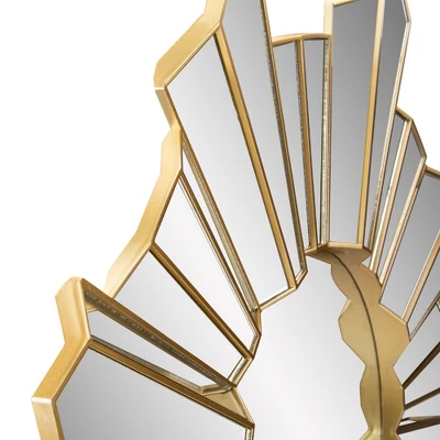 Northlight 25" Shiny Gold Sunburst Wave Glass Round Wall Mirror 6 Northlight 25" Shiny Gold Sunburst Wave Glass Round Wall Mirror - Image 4