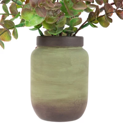 Northlight Real Touch™ Two-Toned Spring Eucalyptus Leaves Artificial Plant In Ceramic Pot 10" 5 Northlight Real Touch™ Two-Toned Spring Eucalyptus Leaves Artificial Plant In Ceramic Pot 10" - Image 3