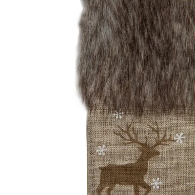 Northlight 20" Brown Reindeer Christmas Stocking With Faux Fur Cuff 4 Northlight 20" Brown Reindeer Christmas Stocking With Faux Fur Cuff - Image 2