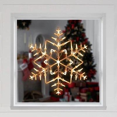 Northlight 16" White Lighted Snowflake Christmas Window Silhouette 4 Northlight 16" White Lighted Snowflake Christmas Window Silhouette - Image 2