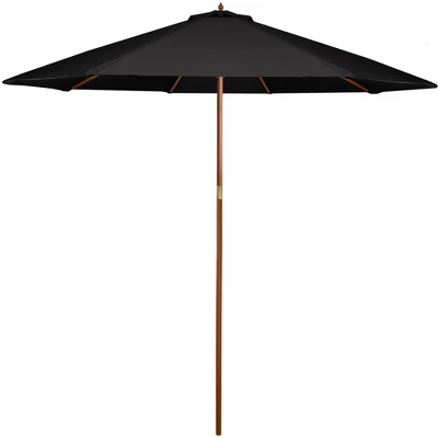 Northlight 8.5ft Outdoor Patio Market Umbrella With Wooden Pole, Black 6 Northlight 8.5ft Outdoor Patio Market Umbrella With Wooden Pole, Black - Image 4