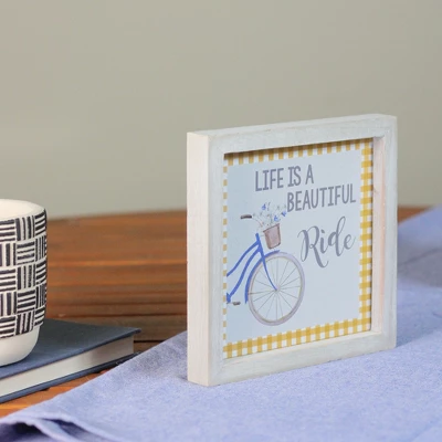 Northlight 7" Blue And White Vintage Bicycle "Life Is A Beautiful Ride" Plaid Accent Wall Decor 5 Northlight 7" Blue And White Vintage Bicycle "Life Is A Beautiful Ride" Plaid Accent Wall Decor - Image 3