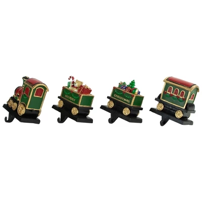 Northlight Set Of 4 Merry Christmas Train Stocking Holders 5" 4 Northlight Set Of 4 Merry Christmas Train Stocking Holders 5" - Image 2