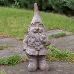Northlight 17.75" Gray Standing Gnome Outdoor Garden Statue