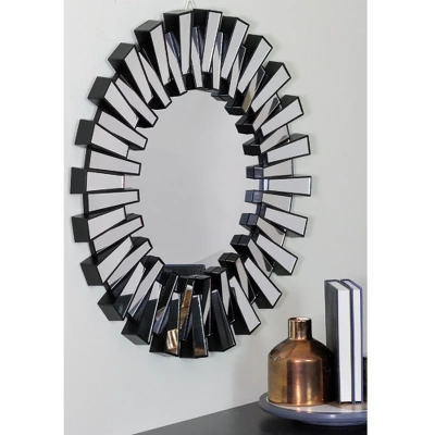 Northlight 25.5" Round Matte Black Aztec Sunburst Wall Mirror 4 Northlight 25.5" Round Matte Black Aztec Sunburst Wall Mirror - Image 2
