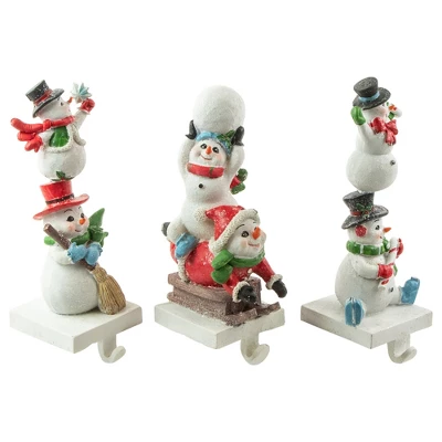 Northlight Set Of 3 Snowmen Christmas Stocking Holders 9" 4 Northlight Set Of 3 Snowmen Christmas Stocking Holders 9" - Image 2