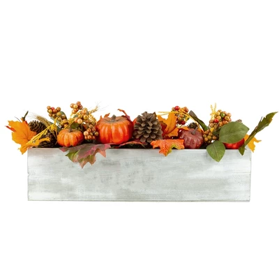Northlight 21" Autumn Harvest Arrangement In A "Thankful" Rustic Wooden Box Centerpiece 4 Northlight 21" Autumn Harvest Arrangement In A "Thankful" Rustic Wooden Box Centerpiece - Image 2