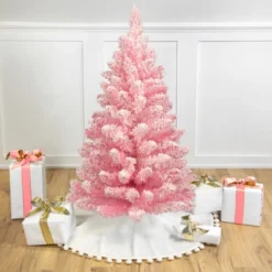 Northlight Medium Flocked Madeline Spruce Artificial Christmas Tree - 3' - Pink - Unlit