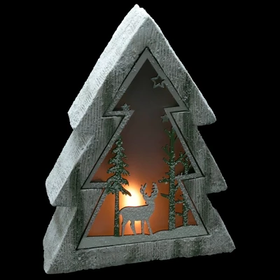 Northlight LED Lighted Tree With Reindeer In The Woods Scene Christmas Decoration - 13.5" 3 Northlight LED Lighted Tree With Reindeer In The Woods Scene Christmas Decoration - 13.5"