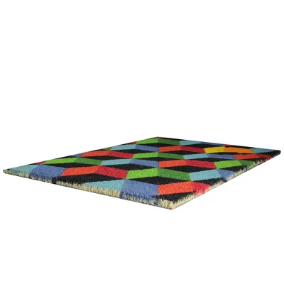 Northlight Red And Green 3D Cube Design Rectangular Outdoor Doormat 29" X 18" 3 Northlight Red And Green 3D Cube Design Rectangular Outdoor Doormat 29" X 18"