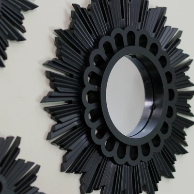 Northlight Set Of 3 Floral Sunburst Matte Black Round Mirrors 9.5 3 Northlight Set Of 3 Floral Sunburst Matte Black Round Mirrors 9.5
