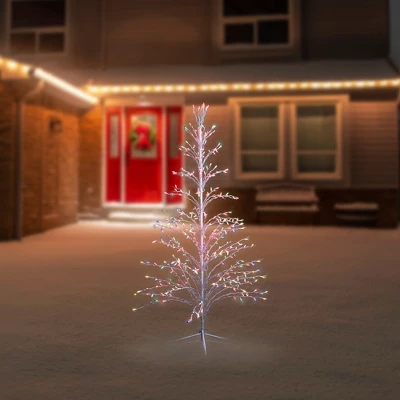 Northlight 6' Prelit Artificial Christmas Tree White Lighted Cascade Twig Outdoor Decoration - Multi-Color Lights 4 Northlight 6' Prelit Artificial Christmas Tree White Lighted Cascade Twig Outdoor Decoration - Multi-Color Lights - Image 2