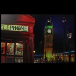 Northlight LED Lighted Famous Big Ben And Red Telephone Box London Canvas Wall Art 15.75" X 23.5"