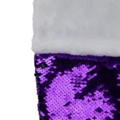 Northlight 23" Purple And Silver Reversible Sequined Christmas Stocking With Faux Fur Cuff -Home decor GUEST 17452759 fbeb 42b4 97fe 289ba1db712f