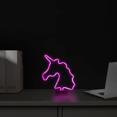 Northlight 11" Battery Operated Neon Style LED Unicorn Table Light - Pink 4 Northlight 11" Battery Operated Neon Style LED Unicorn Table Light - Pink - Image 2