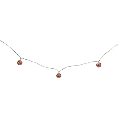 Northlight 10 B/O LED Warm White Rose Gold Metal Ball Christmas Lights - 6.25' Clear Wire 4 Northlight 10 B/O LED Warm White Rose Gold Metal Ball Christmas Lights - 6.25' Clear Wire - Image 2