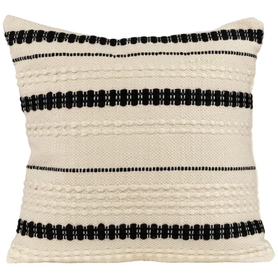 Northlight 20" White And Black Handloom Woven Outdoor Square Throw Pillow 7 Northlight 20" White And Black Handloom Woven Outdoor Square Throw Pillow - Image 5