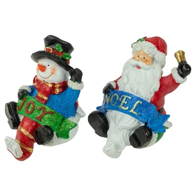 Northlight Santa "Noel" And Snowman "Joy" Glitter Christmas Stocking Holders - 5" - Set Of 2 5 Northlight Santa "Noel" And Snowman "Joy" Glitter Christmas Stocking Holders - 5" - Set Of 2 - Image 3