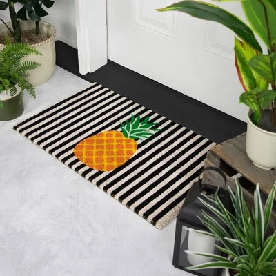 Northlight Ivory And Orange Pineapple Striped Natural Coir Outdoor Doormat 18" X 30" 4 Northlight Ivory And Orange Pineapple Striped Natural Coir Outdoor Doormat 18" X 30" - Image 2