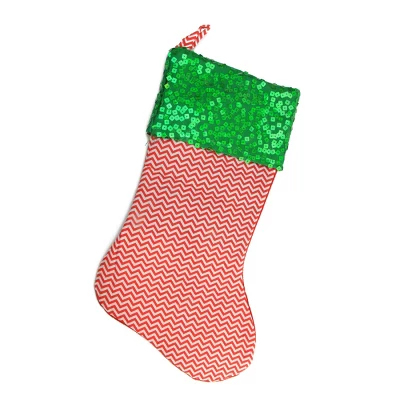 Northlight 19" Red And Green Chevron Sequin Christmas Stocking 3 Northlight 19" Red And Green Chevron Sequin Christmas Stocking