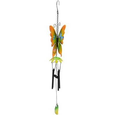 Northlight 15.75" Orange And Green Metal Butterfly Outdoor Garden Windchime 4 Northlight 15.75" Orange And Green Metal Butterfly Outdoor Garden Windchime - Image 2
