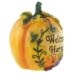 Northlight 7" Orange "Welcome Harvest" Pumpkin Fall Tabletop Decoration -Home decor GUEST 22153f78 b5e0 4c65 ad7a 957b096df6e2
