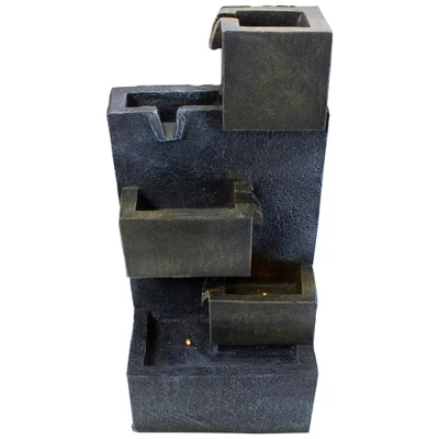 Northlight 19" Gray LED Lighted 5-Tier Rainfall Outdoor Water Fountain 6 Northlight 19" Gray LED Lighted 5-Tier Rainfall Outdoor Water Fountain - Image 4