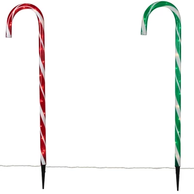 Northlight Lighted Outdoor Christmas Candy Cane Pathway Markers - 28" - Red And Green - Set Of 6 5 Northlight Lighted Outdoor Christmas Candy Cane Pathway Markers - 28" - Red And Green - Set Of 6 - Image 3