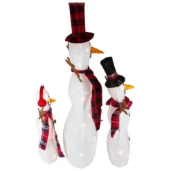 Northlight Lighted Tinsel Snowmen Family Christmas Outdoor Decorations - Clear Lights - Set Of 3 -Home decor GUEST 285dbccb be73 4084 99b1 908c35914ecc