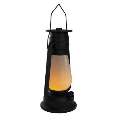 Northlight 12" Black Battery Operated Faux Flame LED Hurricane Lantern 6 Northlight 12" Black Battery Operated Faux Flame LED Hurricane Lantern - Image 4