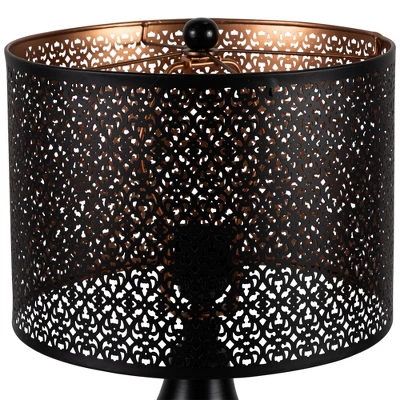 Northlight Teardrop Iron Table Lamp With Laser-Cut Shade - 20" - Black And Copper 5 Northlight Teardrop Iron Table Lamp With Laser-Cut Shade - 20" - Black And Copper - Image 3