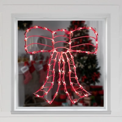 Northlight Lighted Bow Christmas Window Silhouette Decoration - 14" - Red 4 Northlight Lighted Bow Christmas Window Silhouette Decoration - 14" - Red - Image 2