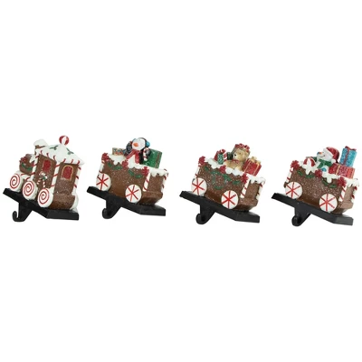 Northlight Set Of 4 Gingerbread Train Christmas Stocking Holders 4.75" 4 Northlight Set Of 4 Gingerbread Train Christmas Stocking Holders 4.75" - Image 2