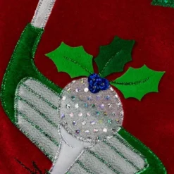 Northlight 20" Red Velveteen Golf Themed Christmas Stocking With White Embroidered Cuff -Home decor GUEST 2bbfd4ea f38a 4657 a440 43ba57510110
