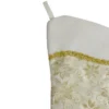 Northlight 20.5-Inch Gold And White Glitter Poinsettia Christmas Stocking With A Velvet Cuff