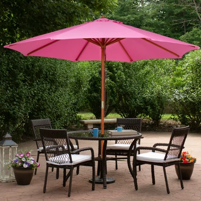 Northlight Outdoor Patio Market Umbrella With Wooden Pole - 8.5' - Pink 3 Northlight Outdoor Patio Market Umbrella With Wooden Pole - 8.5' - Pink