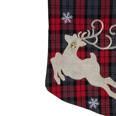 Northlight Plaid Merry Christmas Reindeer Stocking - 19" - Red And Green 4 Northlight Plaid Merry Christmas Reindeer Stocking - 19" - Red And Green - Image 2