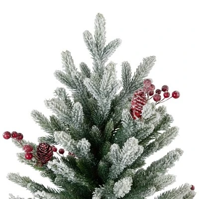 Northlight Real Touch™️ Potted Flocked Mini Fir Pine Artificial Christmas Tree - 25" - Unlit 4 Northlight Real Touch™️ Potted Flocked Mini Fir Pine Artificial Christmas Tree - 25" - Unlit - Image 2