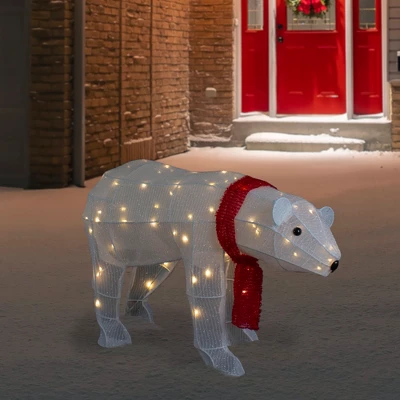 Northlight LED Lighted Tinsel Polar Bear Outdoor Christmas Decoration - 32" - Warm White Lights 3 Northlight LED Lighted Tinsel Polar Bear Outdoor Christmas Decoration - 32" - Warm White Lights