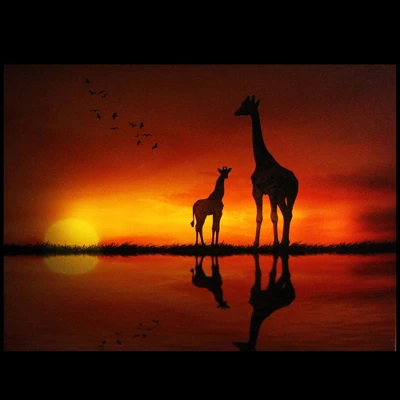 Northlight Safari Sunset LED Back Lit Giraffe And Baby Canvas Wall Art 11.75" X 15.75" 3 Northlight Safari Sunset LED Back Lit Giraffe And Baby Canvas Wall Art 11.75" X 15.75"