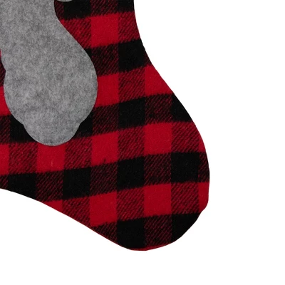 Northlight 20.5" Red And Black Buffalo Plaid Reindeer Christmas Stocking 6 Northlight 20.5" Red And Black Buffalo Plaid Reindeer Christmas Stocking - Image 4